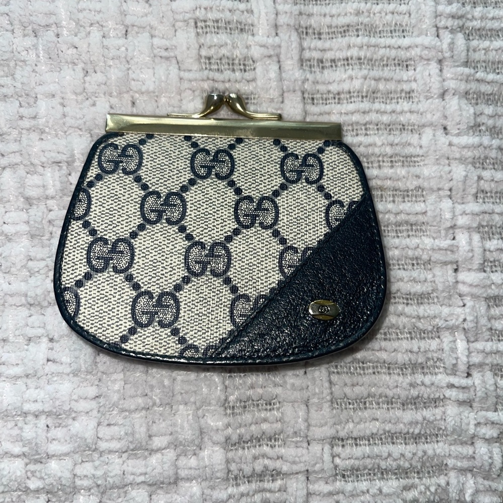 Gucci Black and Cream Monogram coin purse